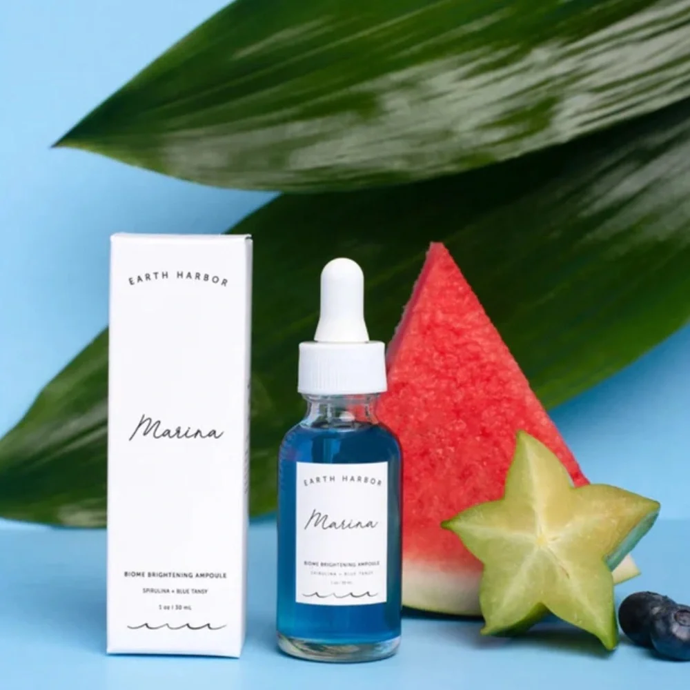 EARTH HARBOR Marina Biome Brightening Ampoule 1oz NIB $38 CLEAN BEAUTY